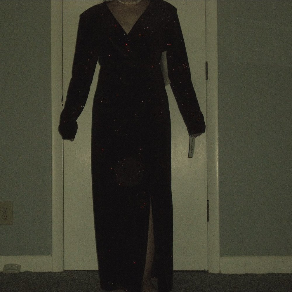 red and black sparkly dress